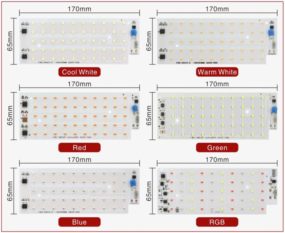 LED moduly, 50W, RGB, blue, green, red, full spectrum, growe